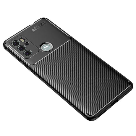 Motorola Moto G60s Brushed Carbon Fiber Fleksibelt Plastik Bagside Cover - Sort