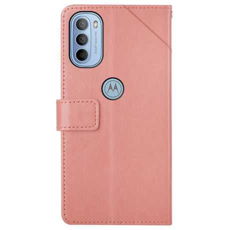 Motorola Moto G51 PU Læder Flip Cover m. Pung & Strop - Opdelt Mønster - Lyserød