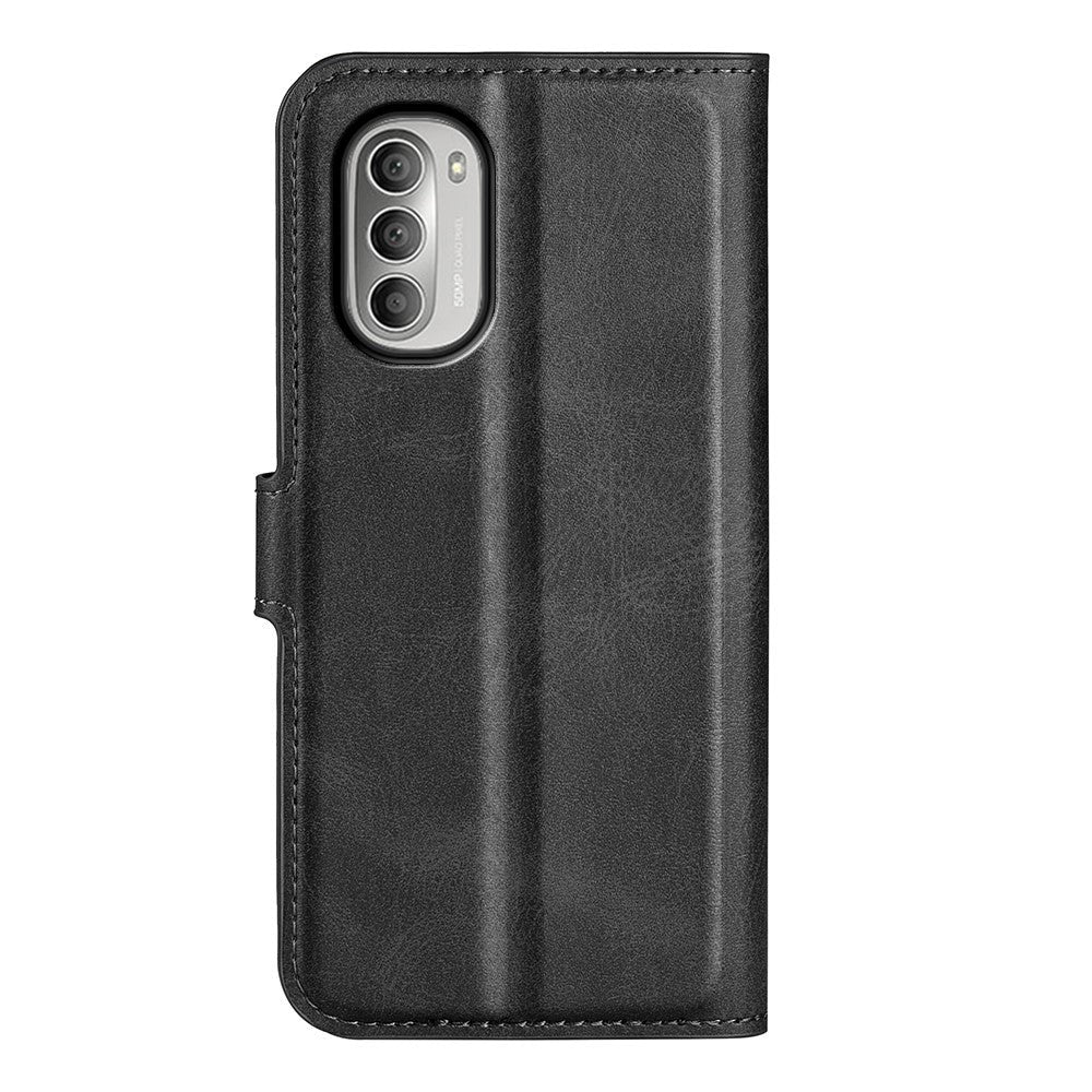 Motorola Moto G51 Læder Flip Cover m. Kortholder - Sort