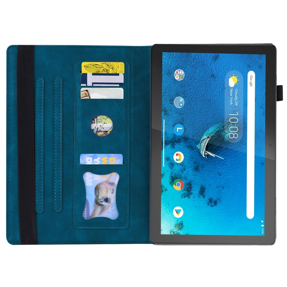 Lenovo Tab M10 FHD REL (TB-X605FC/LC) Læder Flip Cover m. Pen Holder & Kortholder - Blå