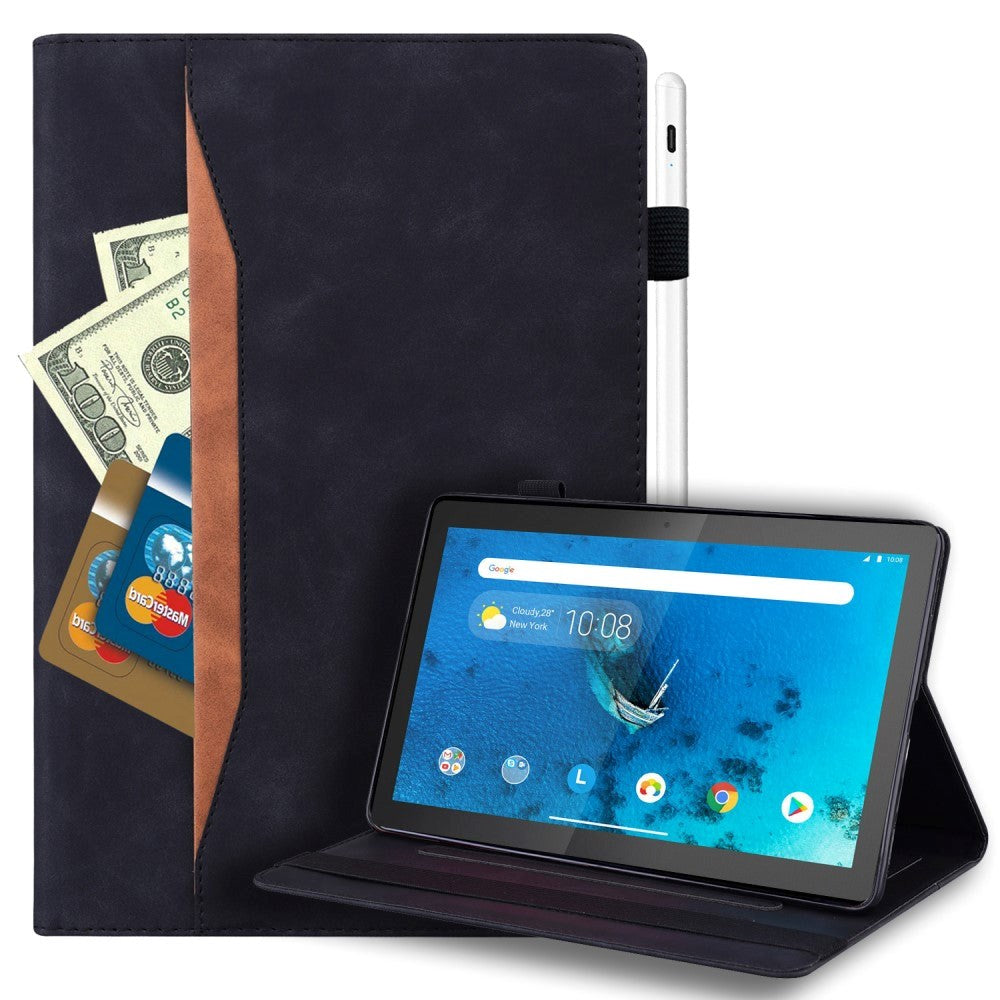 Lenovo Tab M10 FHD REL (TB-X605FC/LC) Læder Flip Cover m. Pen Holder & Kortholder - Sort