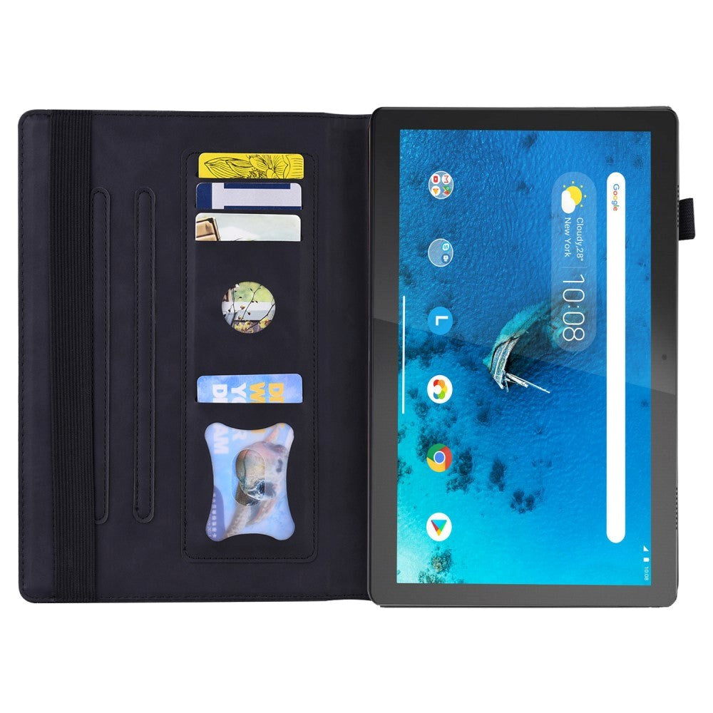 Lenovo Tab M10 FHD REL (TB-X605FC/LC) Læder Flip Cover m. Pen Holder & Kortholder - Sort