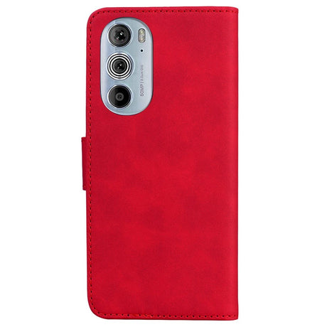 Motorola Edge 30 Pro Blødt Kunstlæder Flip Cover m. Pung - Rød