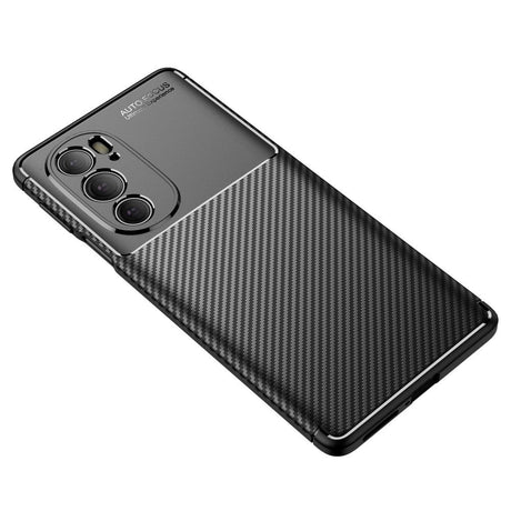 Motorola Edge 30 Pro Carbon Fiber Fleksibelt Plastik Bagside Cover - Sort