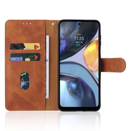 Motorola Moto G22 Læder Flip Cover m. Pung - Brun