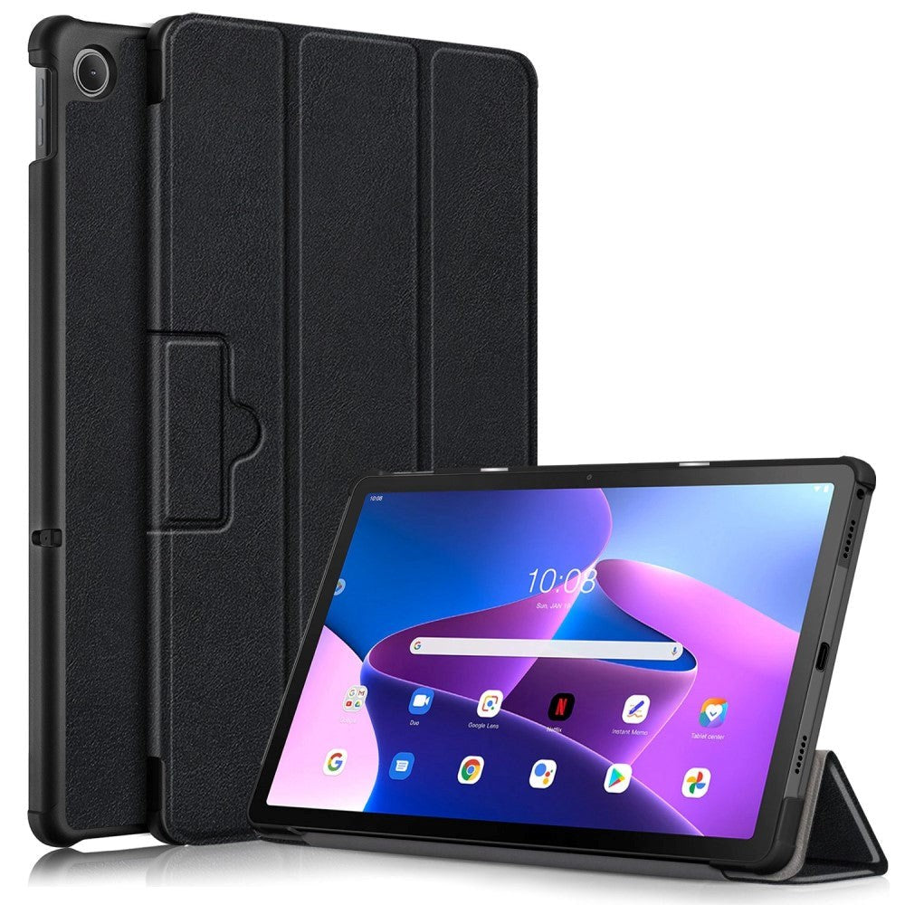 Lenovo Tab M10 Plus (3. Gen) 10.6" (TB-125F/128F) Tri-Fold Læder Flip Cover - Sort