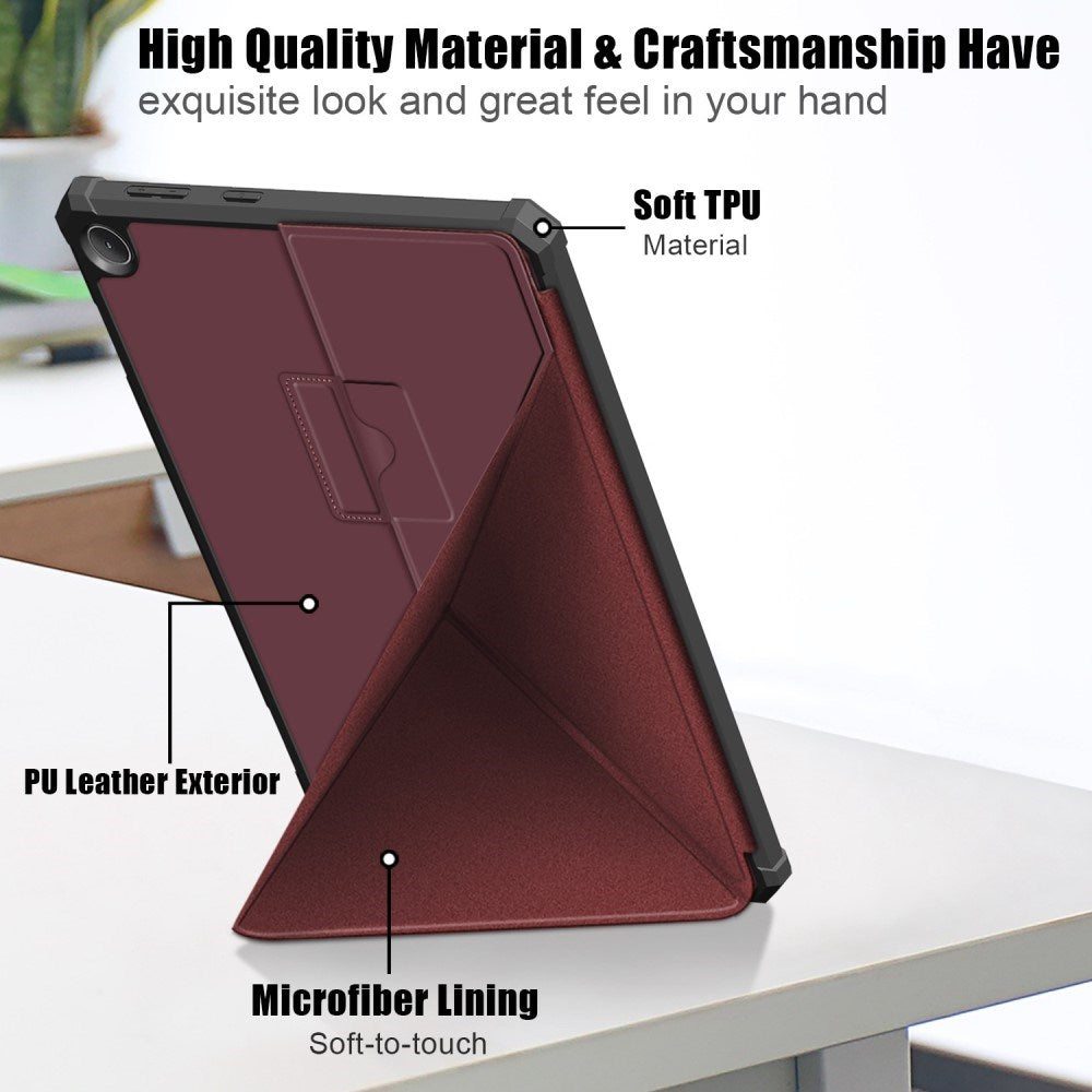Lenovo Tab M10 (3. Gen) 10.1" (TB-328F/TB-328X) Fleksibelt Origami Flip Cover - Rød