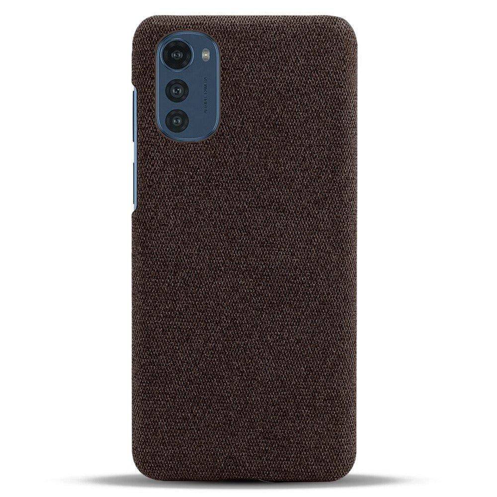 Motorola Moto E32 / E32s Stofbetrukket Plastik Bagside Cover - Brun