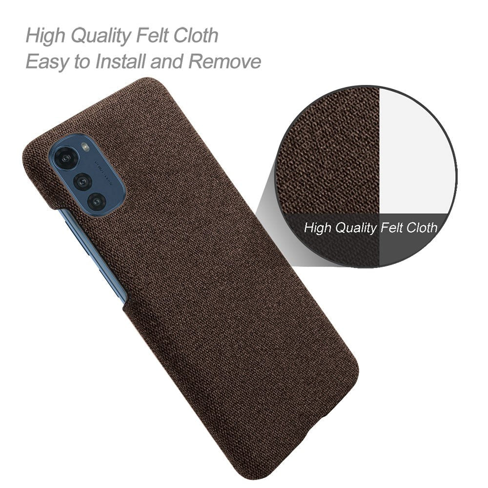 Motorola Moto E32 / E32s Stofbetrukket Plastik Bagside Cover - Brun