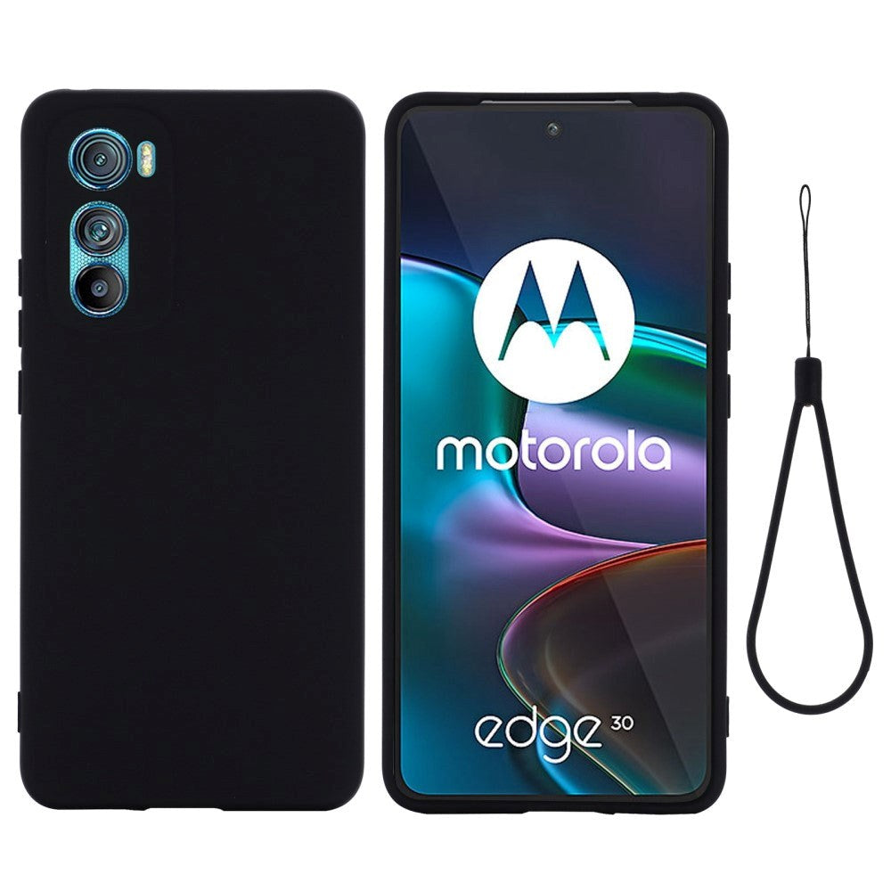 Motorola Edge 30 Silikone Cover m. Strop - Sort