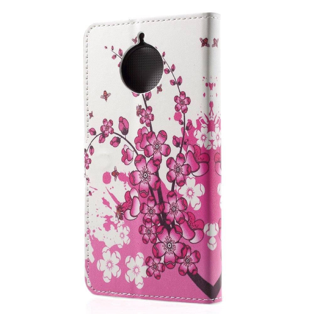 Motorola Moto G5s Plus Pink Flowers Wallet Cover m. Pung