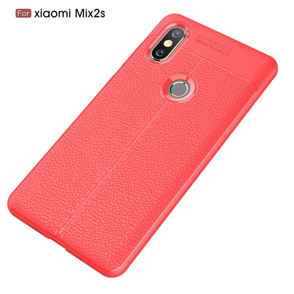 Xiaomi Mi Mix 2s Litchi Texture TPU Cover Rød