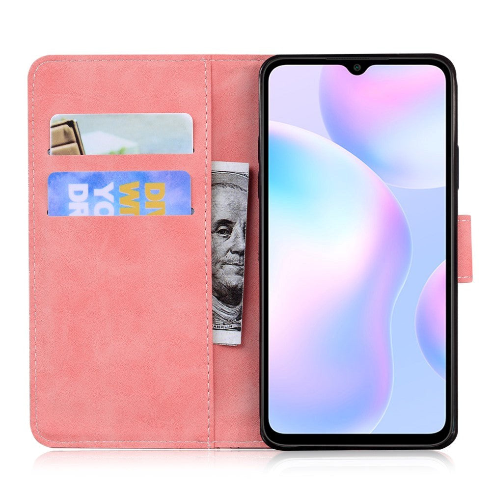 Xiaomi Redmi 9A / 9AT Læder Flip Cover m. Kortholder - Lyserød