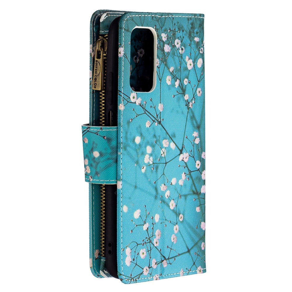 Xiaomi Poco M3 Flip Cover m. Stor Pung - Blomstergrene