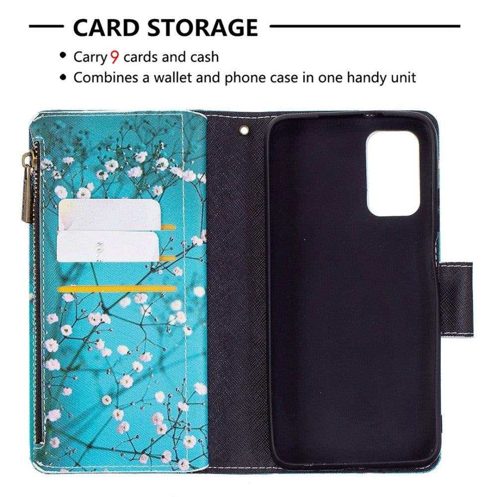 Xiaomi Poco M3 Flip Cover m. Stor Pung - Blomstergrene