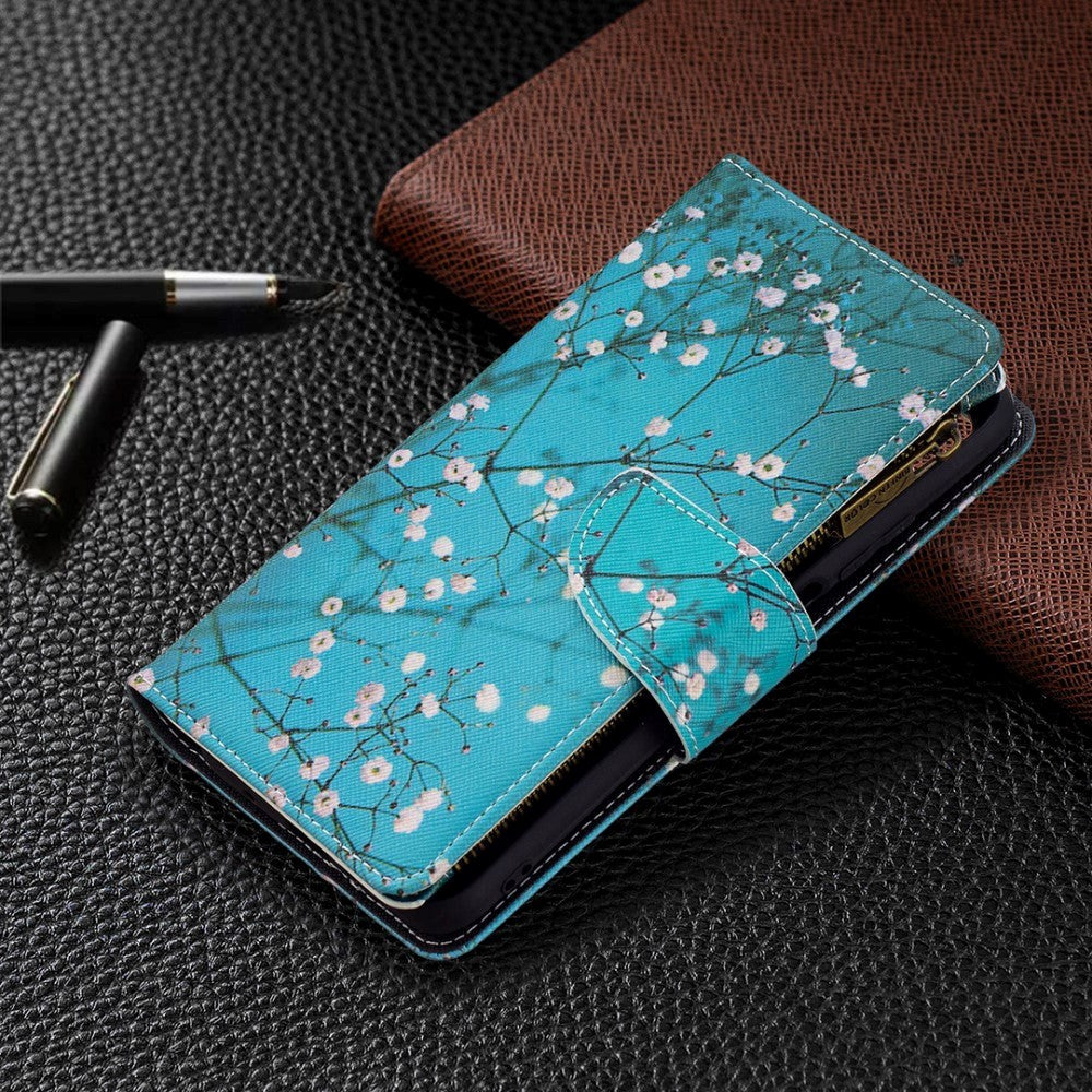 Xiaomi Poco M3 Flip Cover m. Stor Pung - Blomstergrene