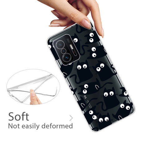 Xiaomi 11T / 11T Pro Fleksibelt Plastik Bagside Cover m. Print - Sorte Katte