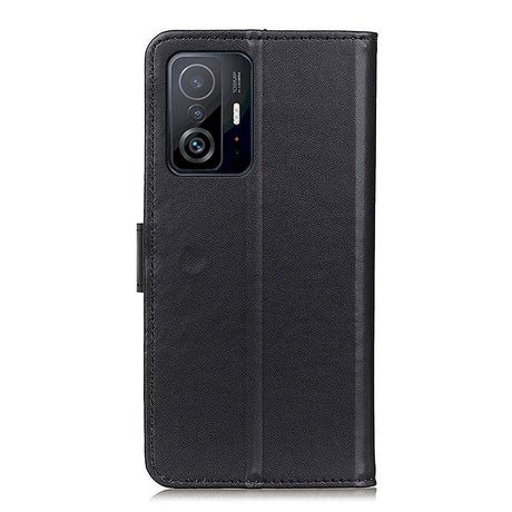 Xiaomi 11T / 11T Pro Simpelt Læder Flip Cover m. Pung - Sort