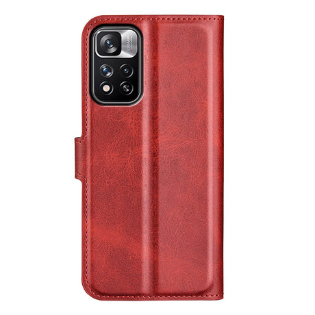 Xiaomi Redmi Note 11 Pro+ (Plus) Læder Flip Cover m. Kortholder & Magnetisk Åbne/Lukke Funktion - Rød