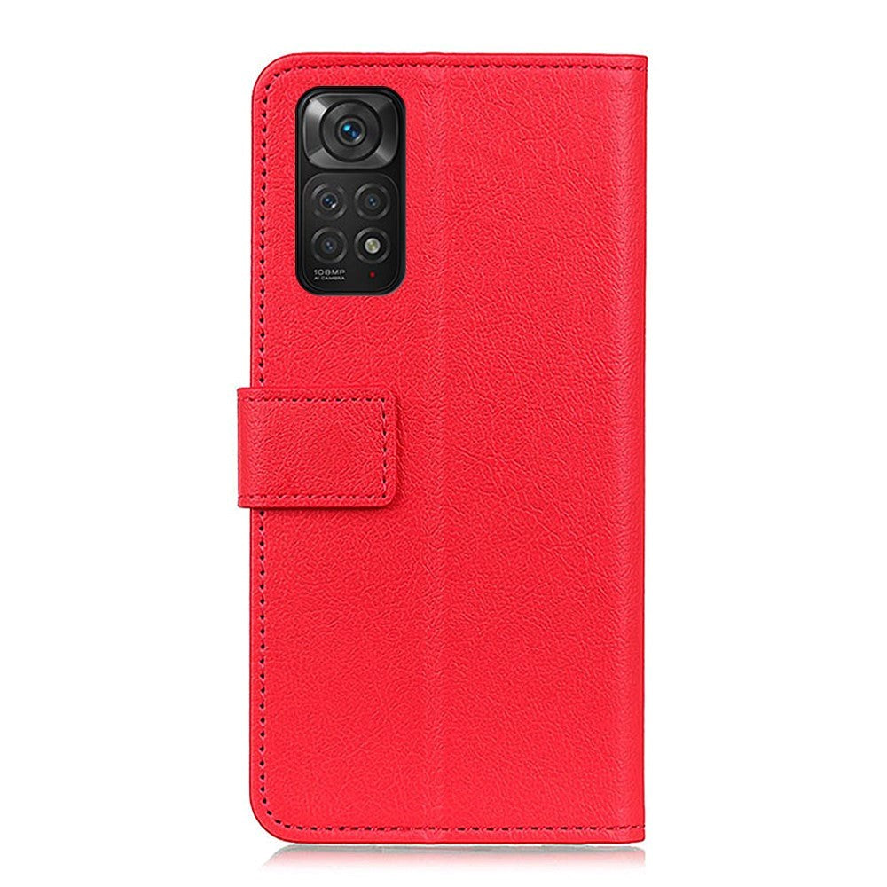 Xiaomi Redmi Note 11 / 11S Imiteret Læder Flip Cover m. Kortholder & Ståfunktion - Rød