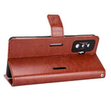 Xiaomi Poco F4 GT Blankt Læder Flip Cover m. Pung & Strop - Brun