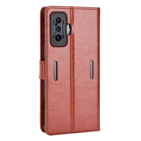 Xiaomi Poco F4 GT Blankt Læder Flip Cover m. Pung & Strop - Brun