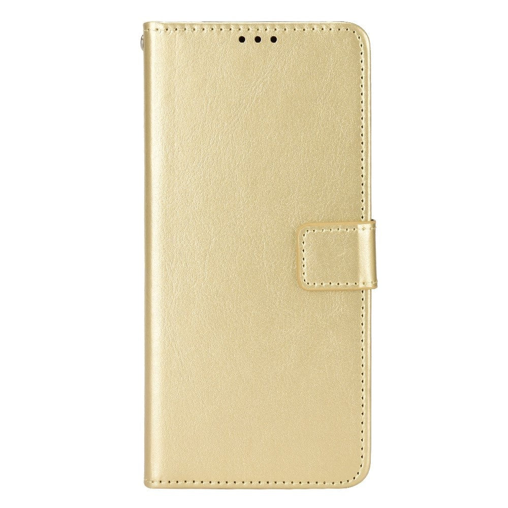 Xiaomi Poco F4 GT Blankt Læder Flip Cover m. Pung & Strop - Guld