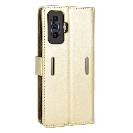 Xiaomi Poco F4 GT Blankt Læder Flip Cover m. Pung & Strop - Guld