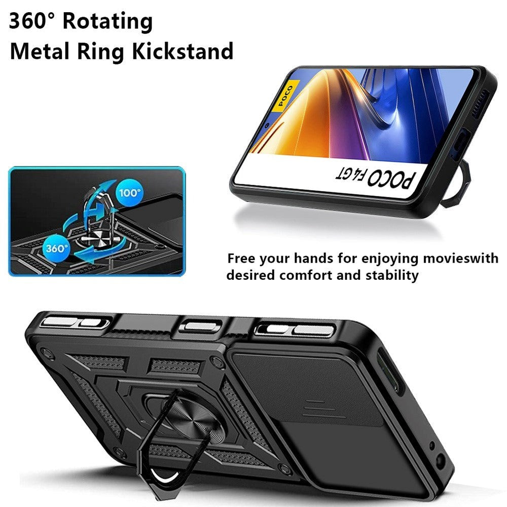 Xiaomi Poco F4 GT Håndværker Bagside Cover m. Magnetisk Kickstand & Cam Slider - Rød