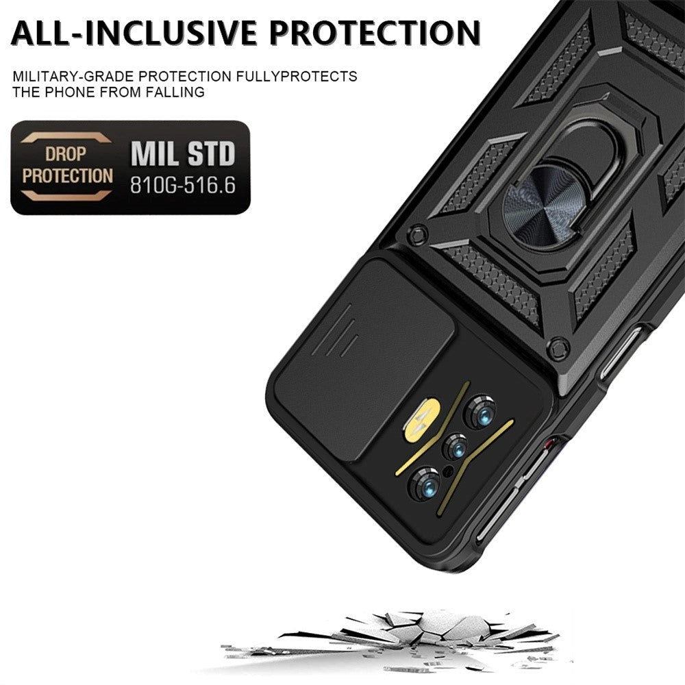 Xiaomi Poco F4 GT Håndværker Bagside Cover m. Magnetisk Kickstand & Cam Slider - Guld