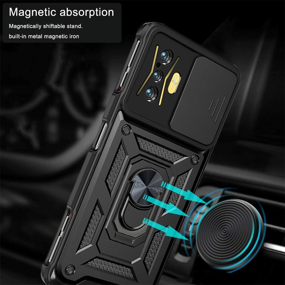 Xiaomi Poco F4 GT Håndværker Bagside Cover m. Magnetisk Kickstand & Cam Slider - Sølv