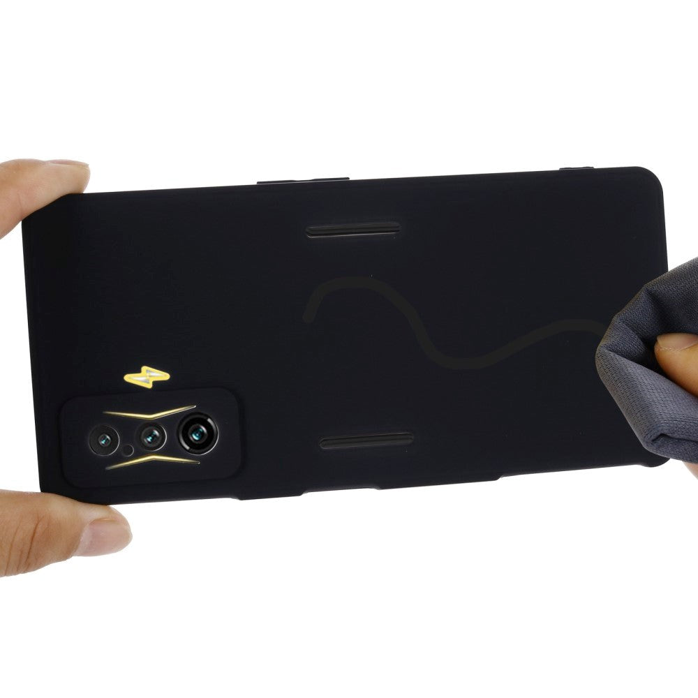 Xiaomi Poco F4 GT Liquid Silikone Bagside Cover m. Strop - Sort