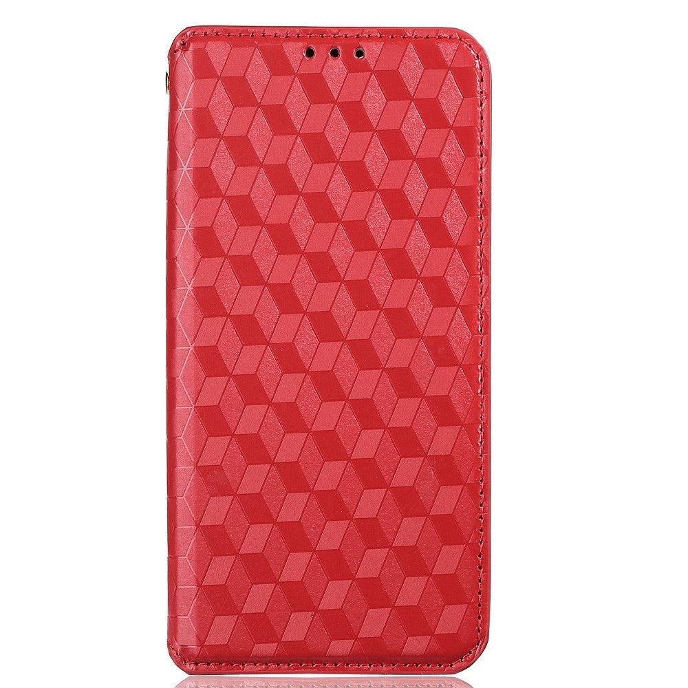 Alcatel 1S (2021) / 3L (2021) PU Læder Flip Cover m. Pung - Rhombus - Rød