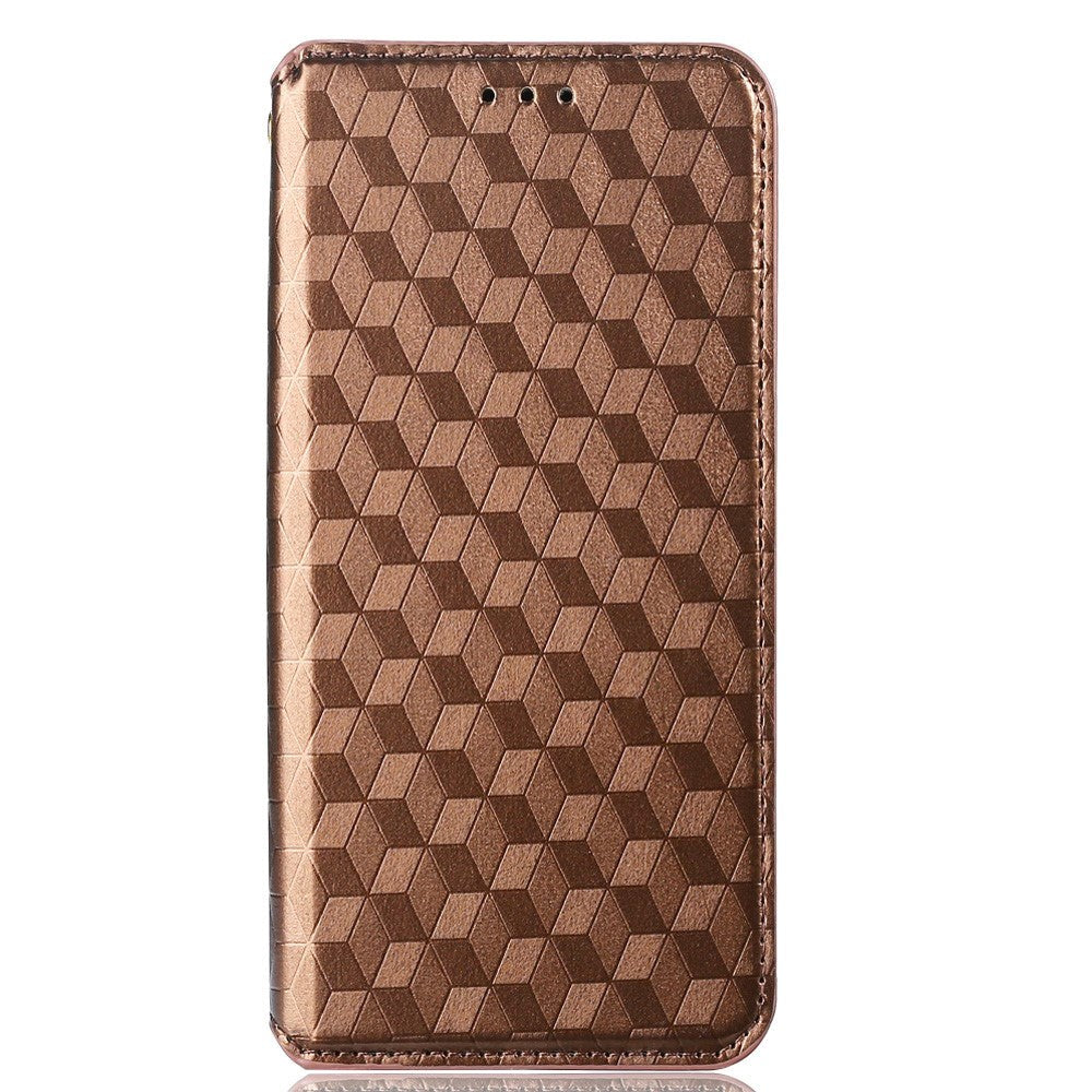 Alcatel 1S (2021) / 3L (2021) PU Læder Flip Cover m. Pung - Rhombus - Brun