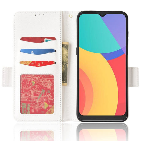 Alcatel 1S (2021) / 3L (2021) PU Litchi Læder Flip Cover m. Pung - Hvid