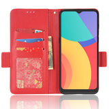 Alcatel 1S (2021) / 3L (2021) PU Litchi Læder Flip Cover m. Pung - Rød