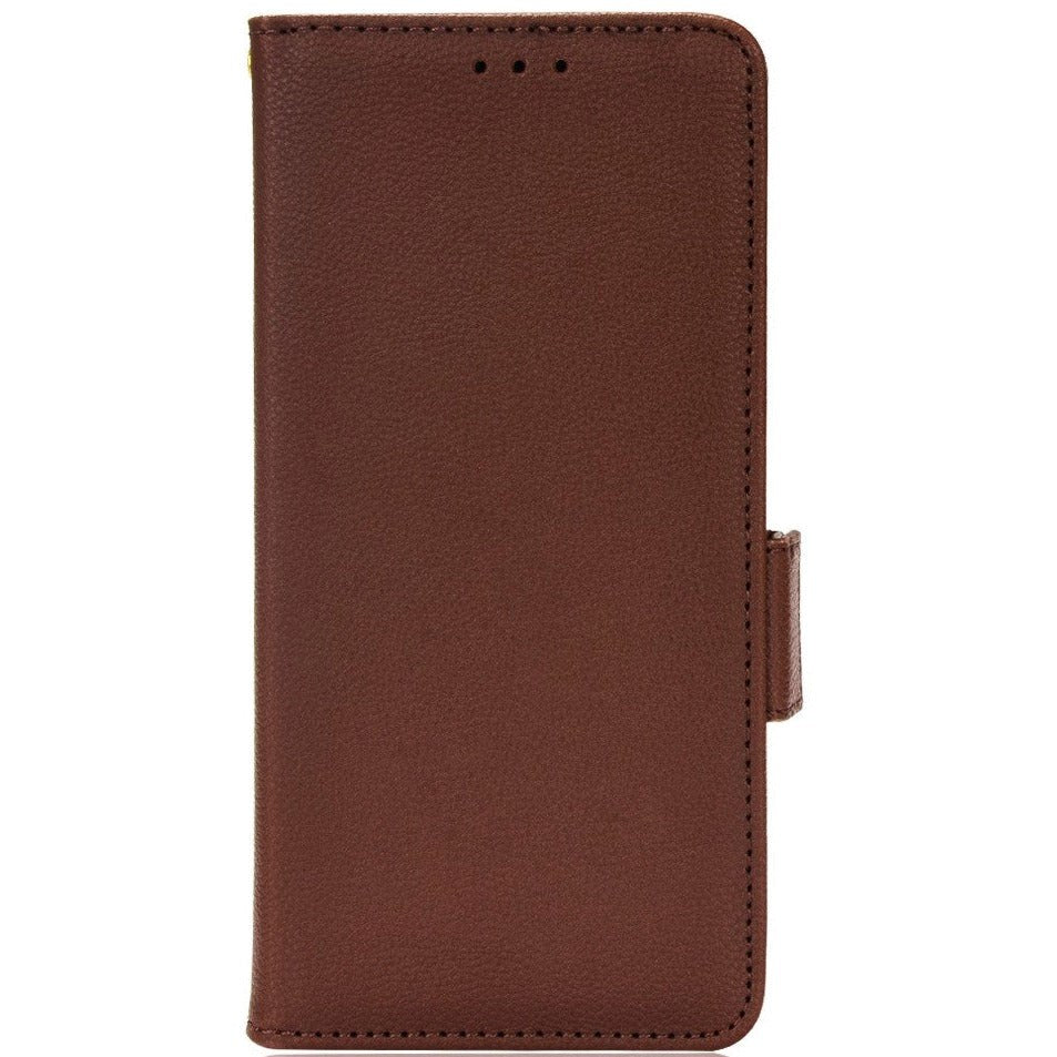 Alcatel 1S (2021) / 3L (2021) PU Litchi Læder Flip Cover m. Pung - Brun