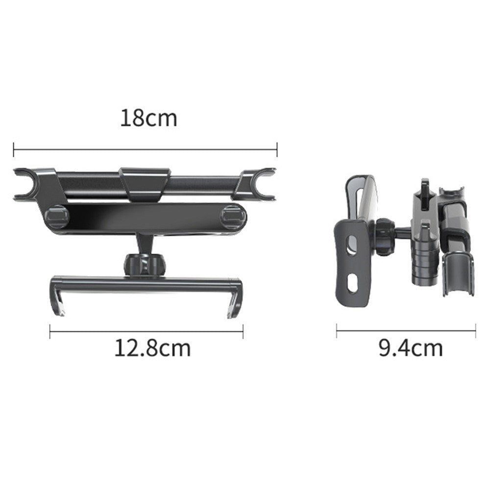 Backseat Car Mount Til Bilens Nakkestøtte - Max Mobil: 195mm x 100mm - Sort