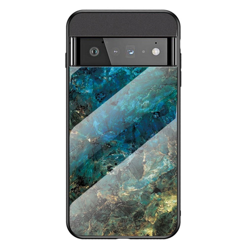 Google Pixel 6 Pro Plastik Bagside Cover m. Glasbagside - Blå Marmor