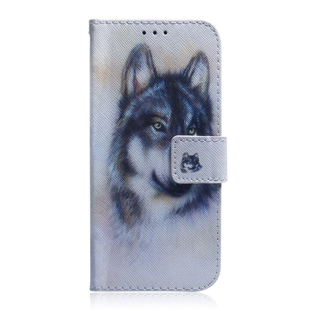 Google Pixel 6 Læder Flip Cover m. Pung & Print - Ulv