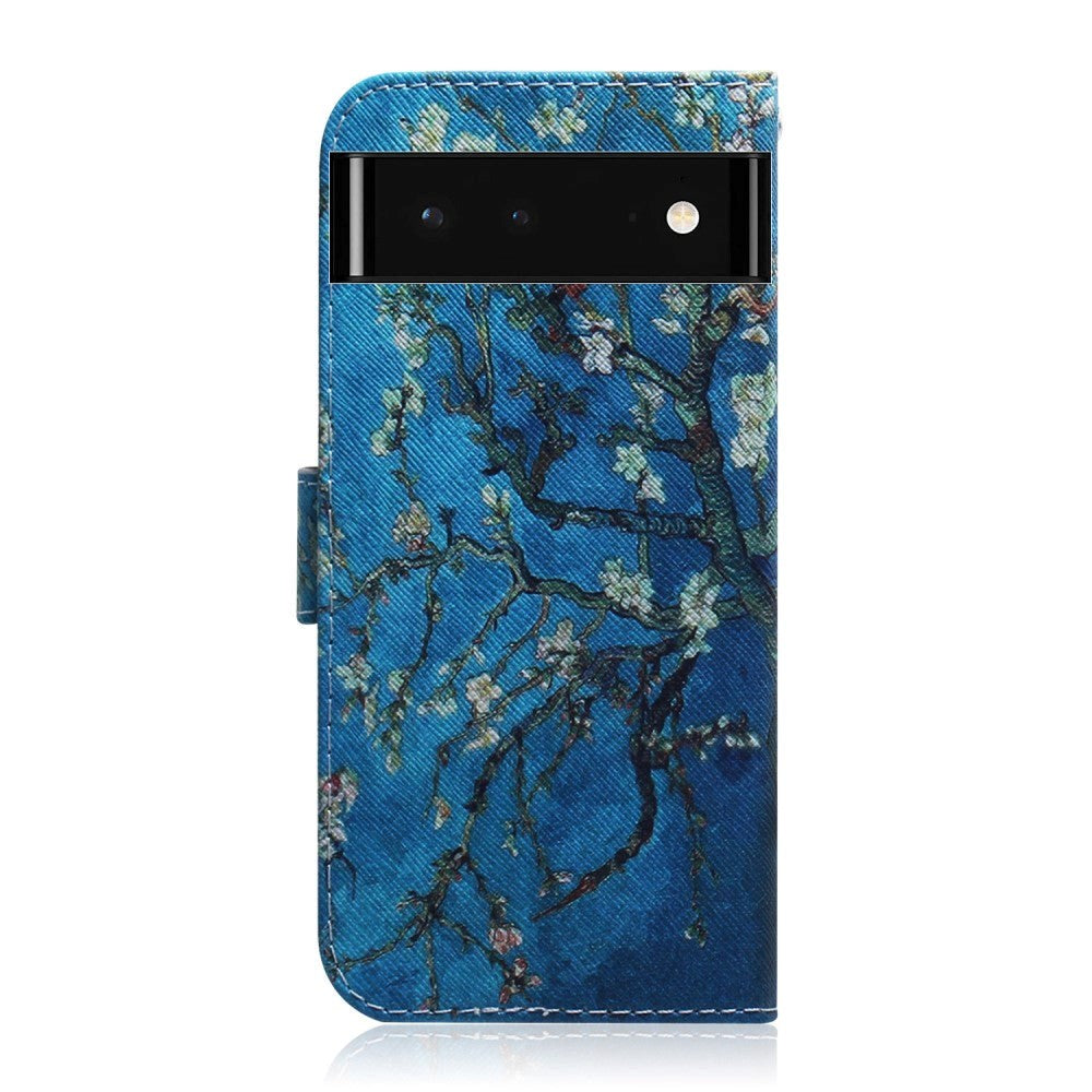 Google Pixel 6 Læder Flip Cover m. Pung & Print - Træ