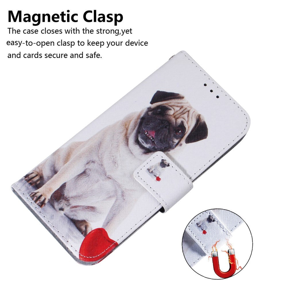 Google Pixel 6 Læder Flip Cover m. Pung & Print - Hund