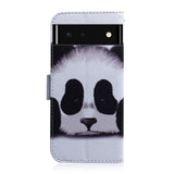 Google Pixel 6 Læder Flip Cover m. Pung & Print - Panda