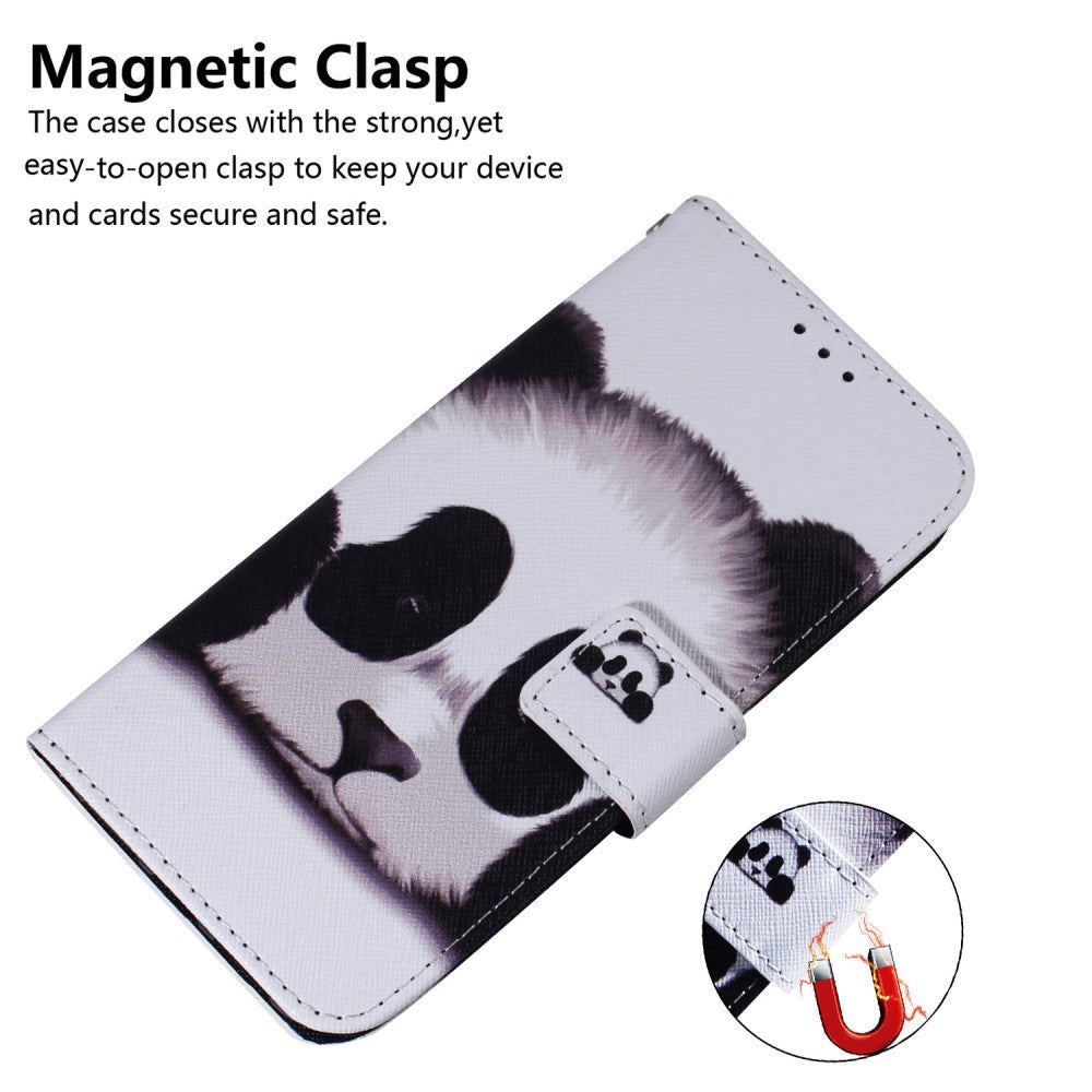 Google Pixel 6 Læder Flip Cover m. Pung & Print - Panda