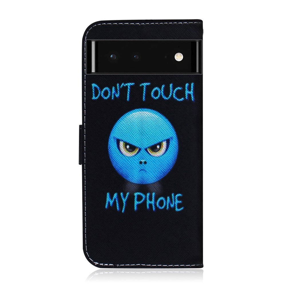 Google Pixel 6 Læder Flip Cover m. Pung & Print - Don't Touch My Phone