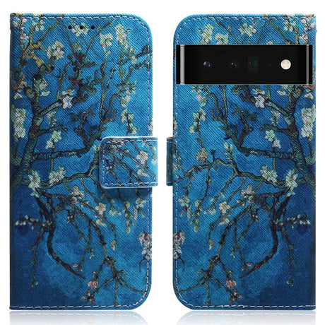 Google Pixel 6 Pro Læder Flip Cover m. Pung & Print - Træ