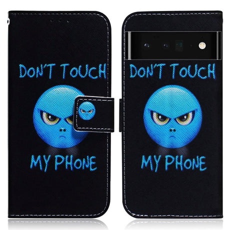 Google Pixel 6 Pro Læder Flip Cover m. Pung & Print - "Don't Touch My Phone"