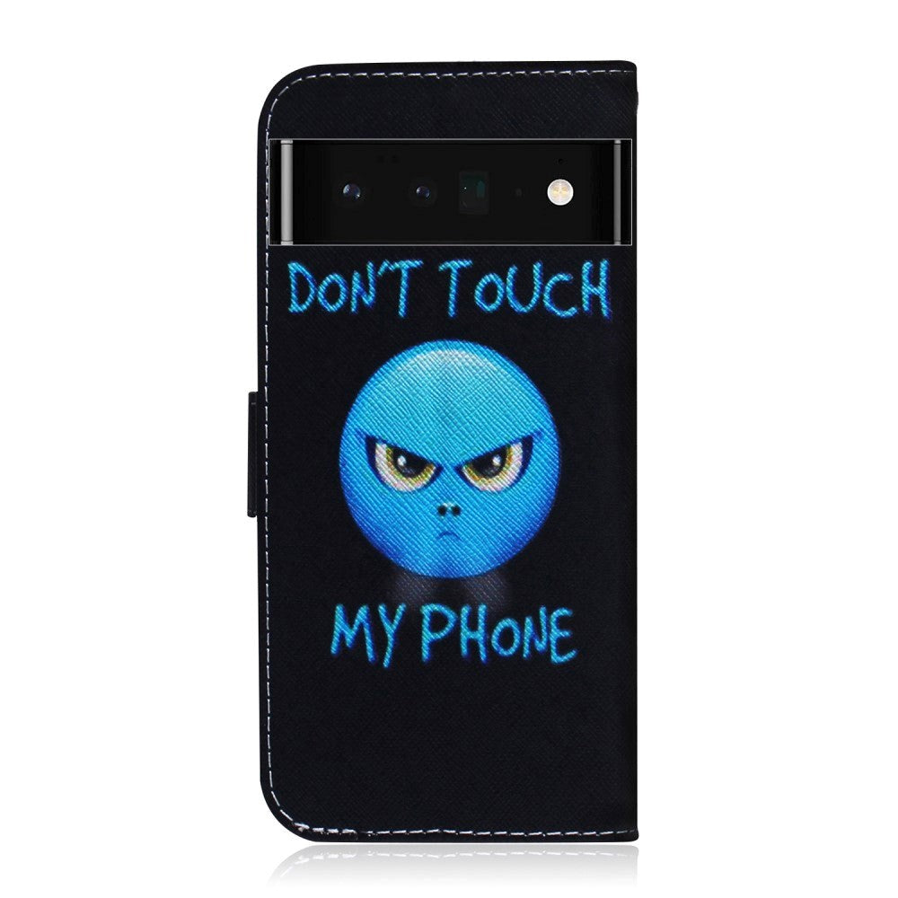 Google Pixel 6 Pro Læder Flip Cover m. Pung & Print - "Don't Touch My Phone"
