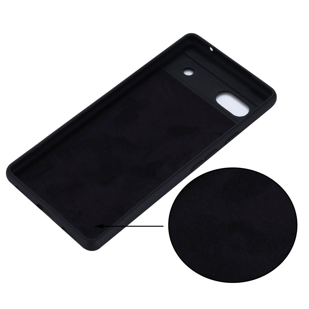 Google Pixel 6a Liquid Silikone Cover m. Strop - Sort