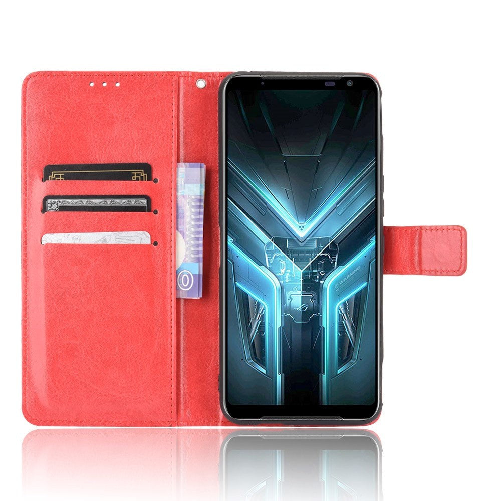 Asus ROG Phone 3 (ZS661KS) Neutralt Læder Cover m. Pung Rød